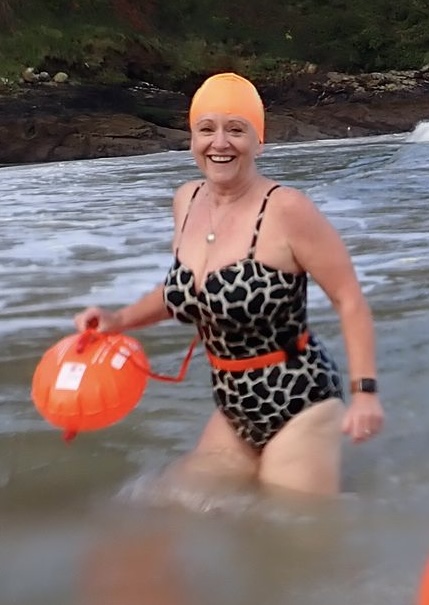 Rebecca swimming in the sea