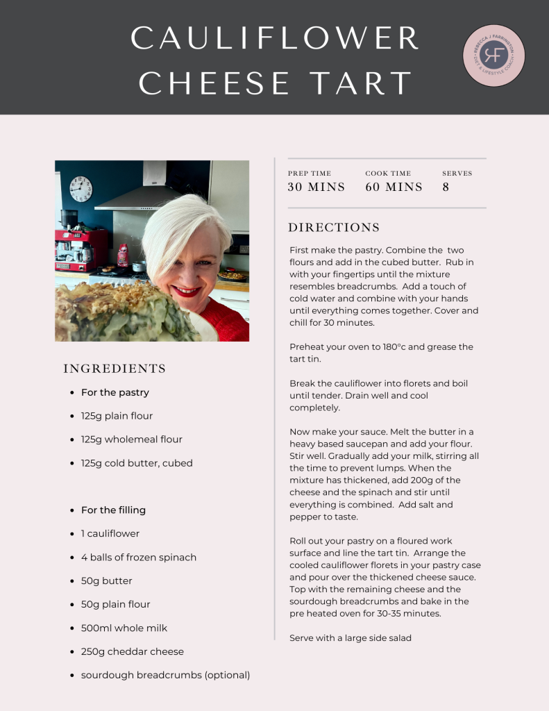 My cauliflower cheese tart recipe