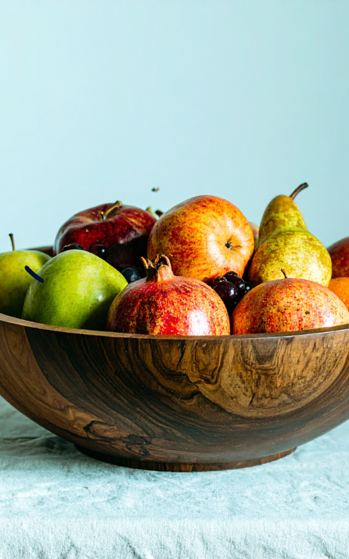 A bowl of apples and pears