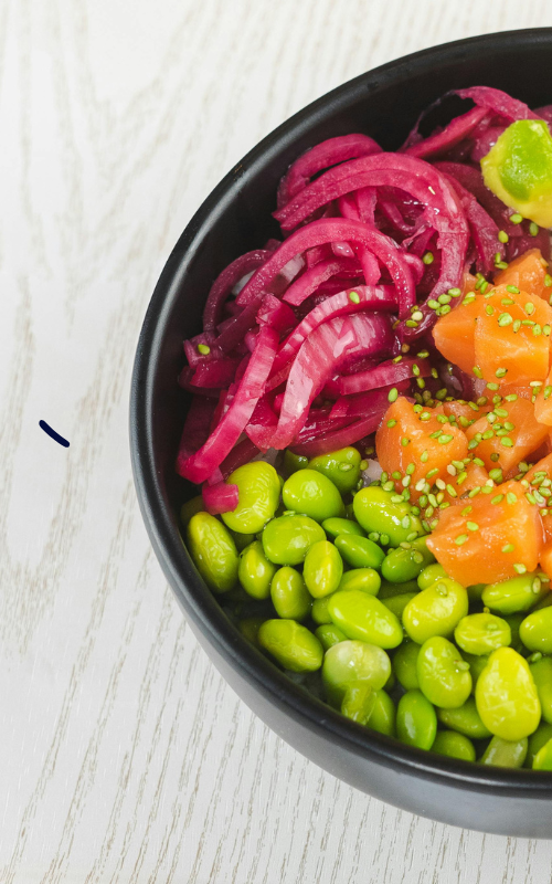 Edamame bean poke bowl